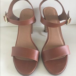 Brown strap, open toe heels